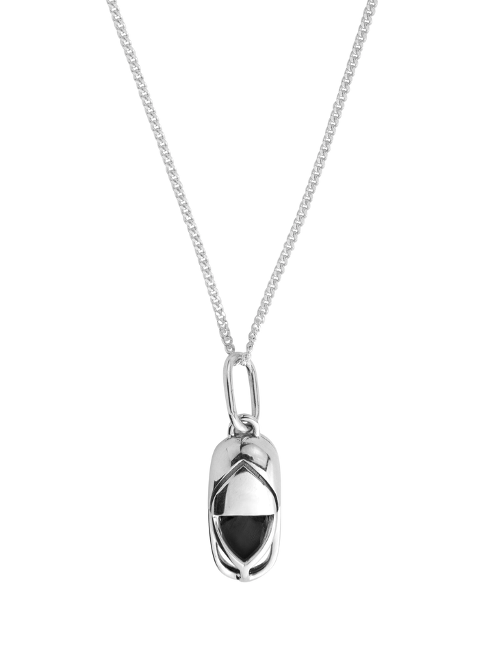 Mini capsule crystal necklace white gold