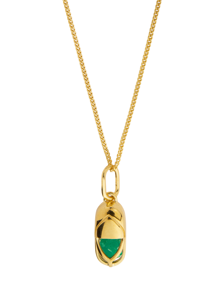Mini capsule crystal necklace yellow gold