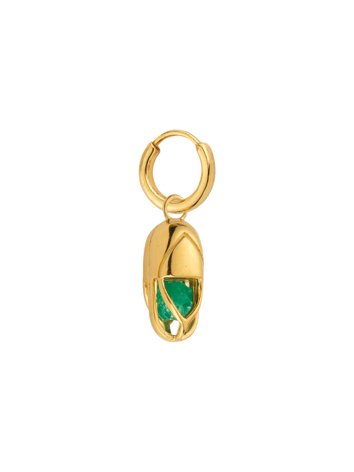 Mini capsule crystal hoop earring 18kt yellow gold photo