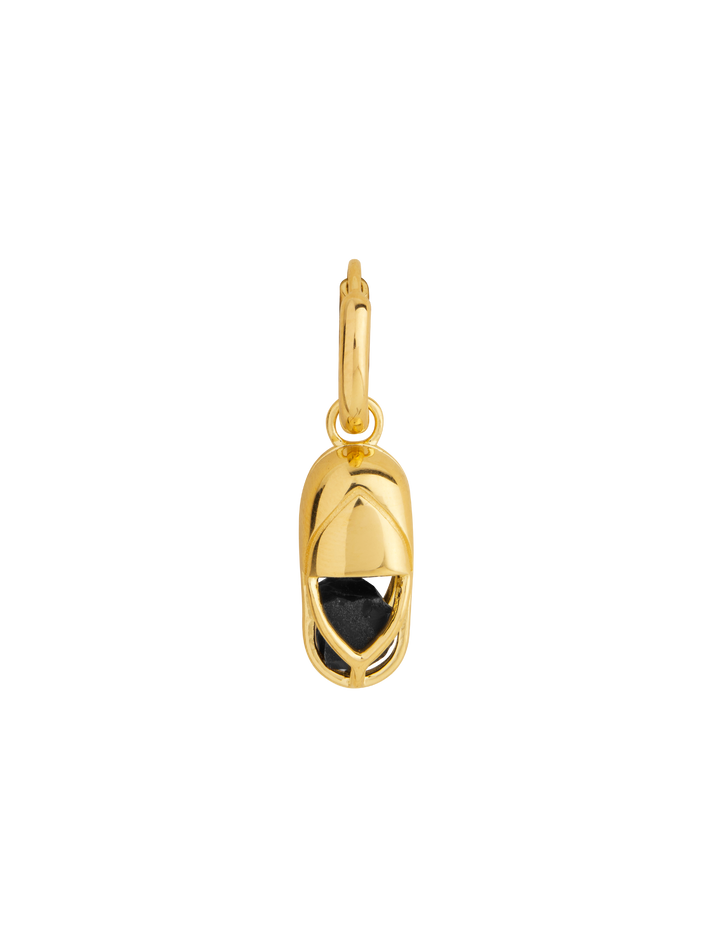 Mini capsule crystal hoop earring 18kt yellow gold