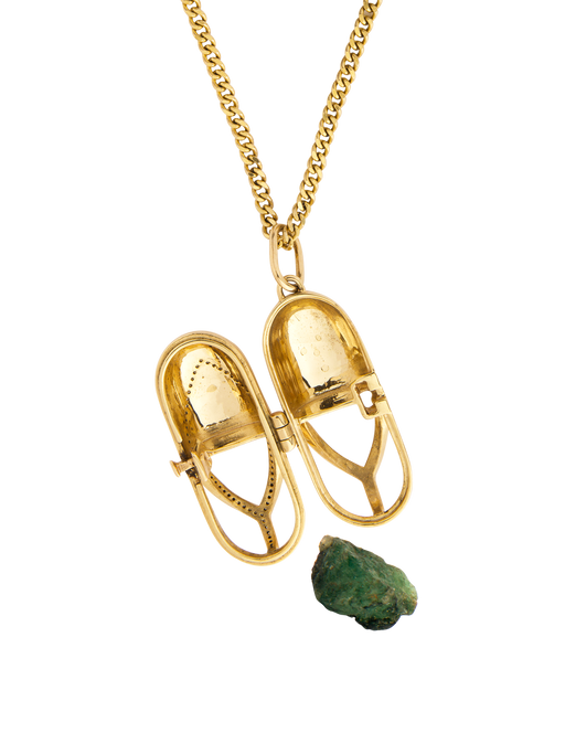 Capsule emerald pendant necklace 18kt photo
