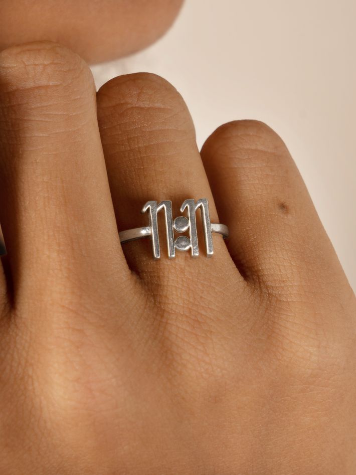 11:11 white gold ring