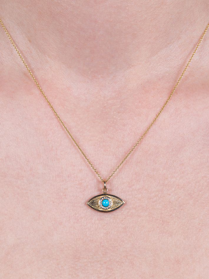 Pave evil eye necklace