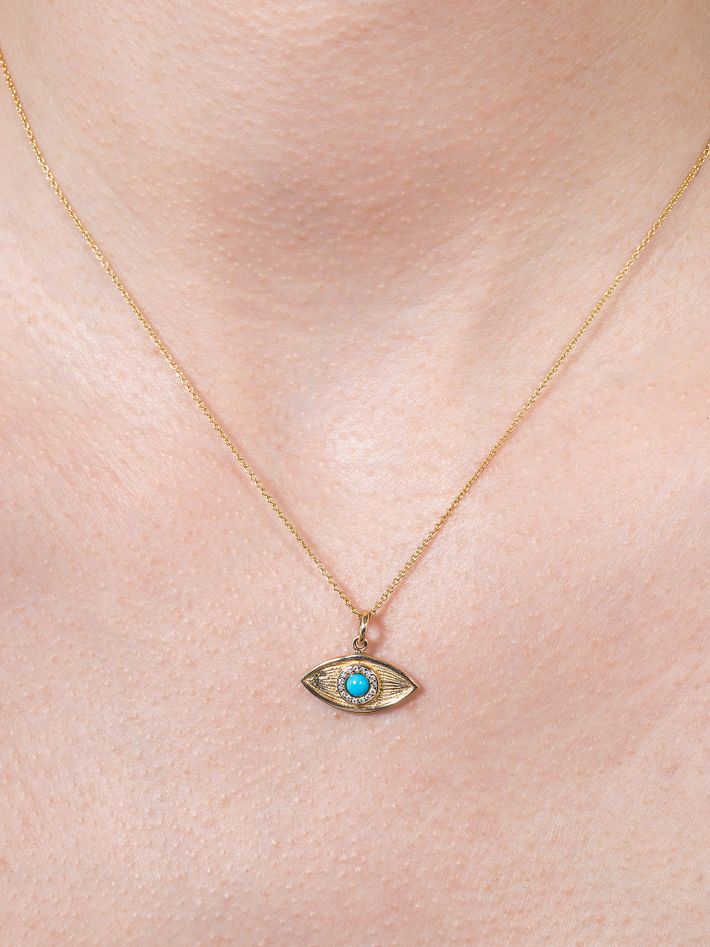 Pave evil eye necklace