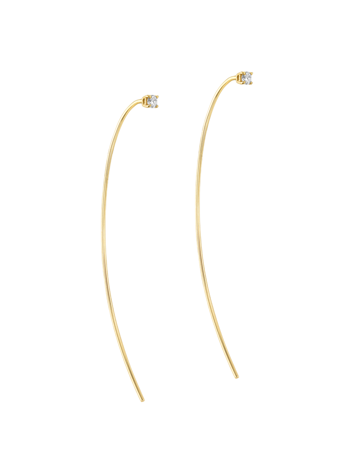 Diamond crescent pull earrings