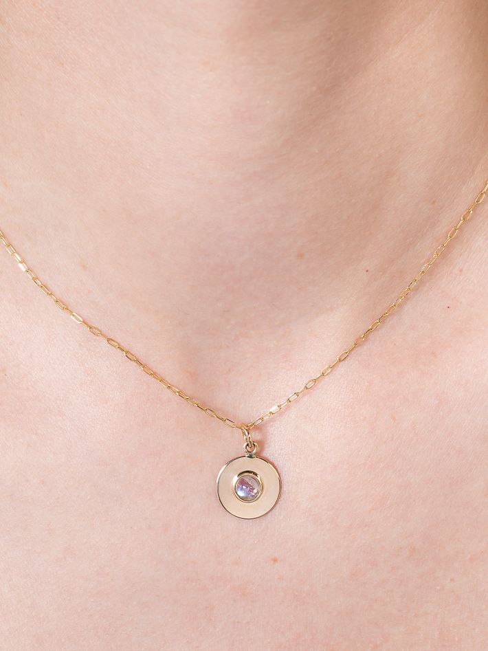 Light disc necklace moonstone