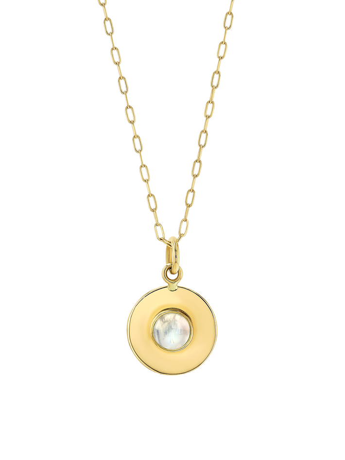 Light disc necklace moonstone