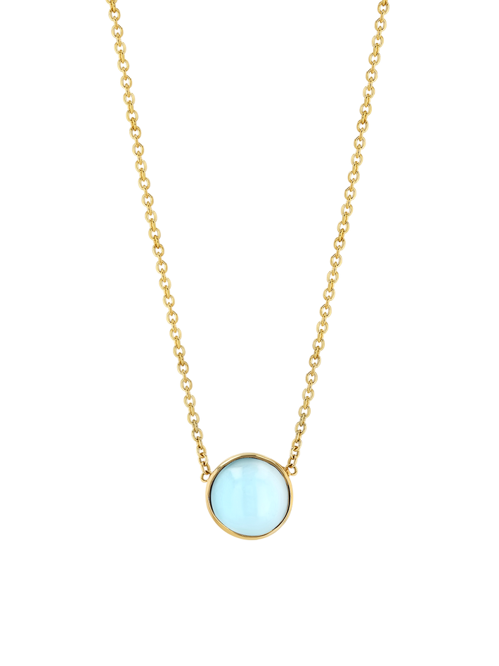 Round cab necklace blue topaz