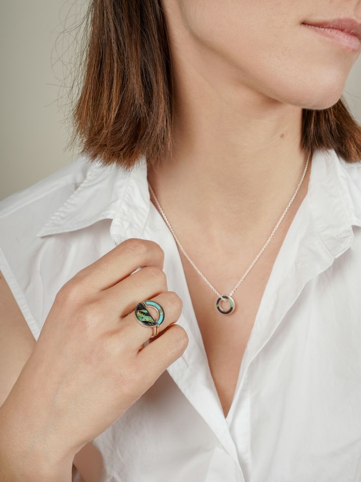 Rainbow turquoise ring