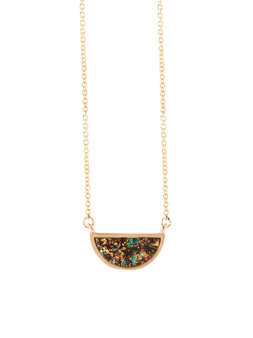 One half matrix boulder opal pendant necklace photo