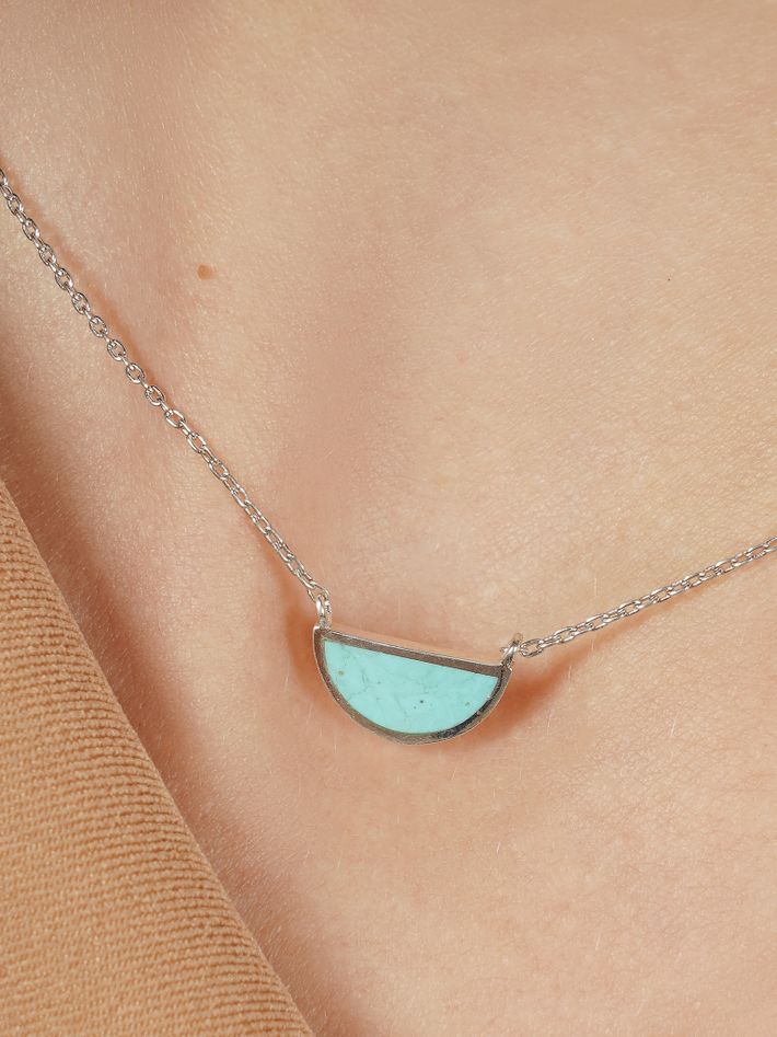 One half turquoise pendant necklace