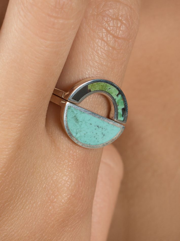 Rainbow blackjack turquoise ring