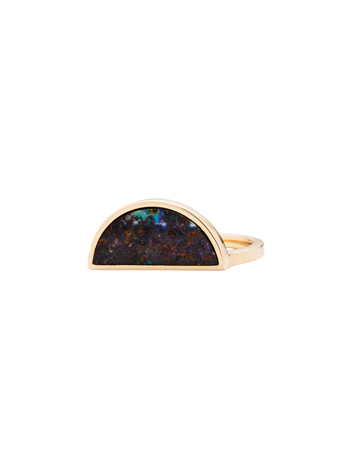 One half matrix boulder opal ring