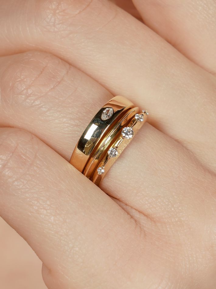 Floe marquise signet diamond ring