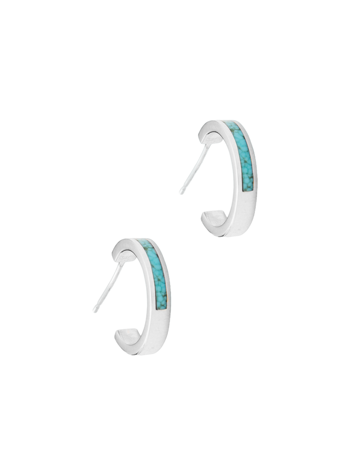 Inlay turquoise hoops