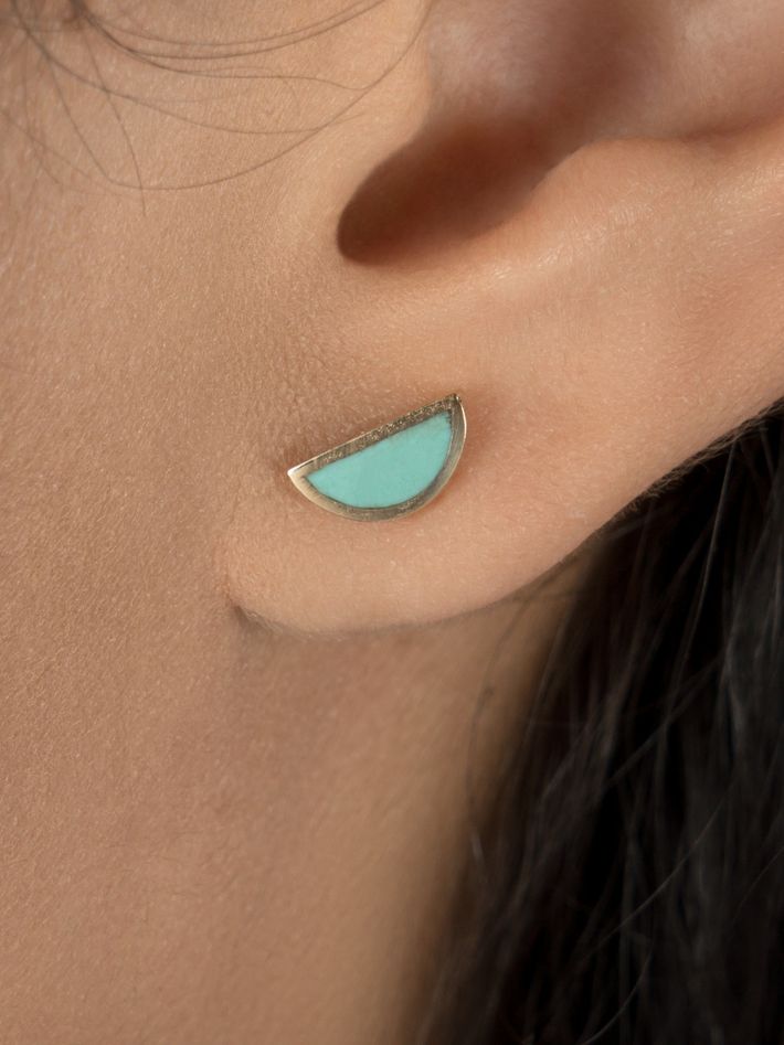 One half turquoise studs