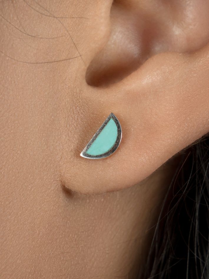 One half turquoise studs