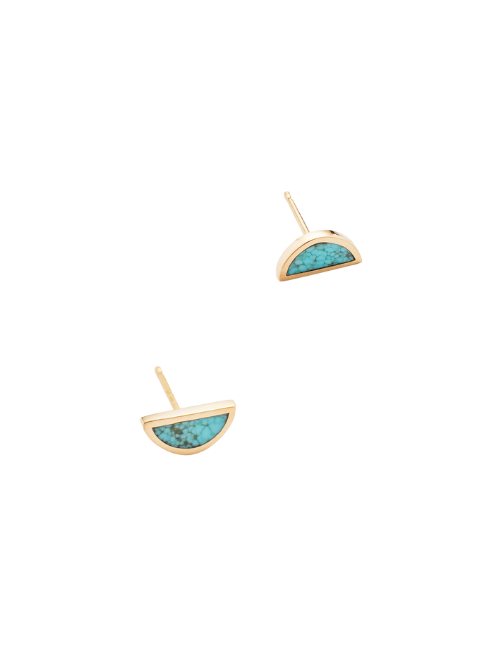 One half turquoise studs