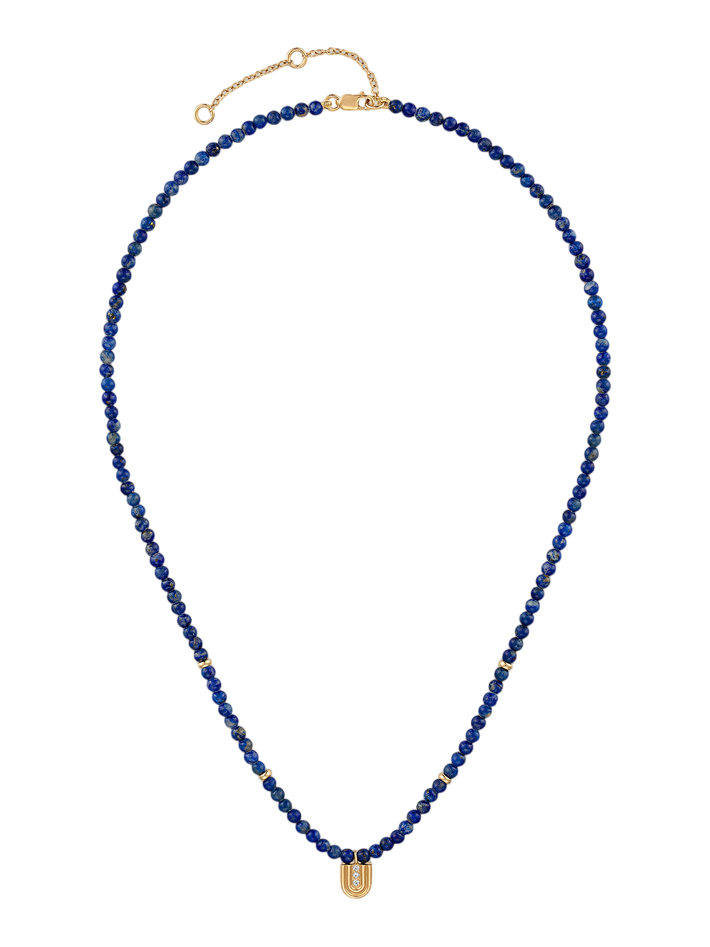 Beaded nova necklace- lapis