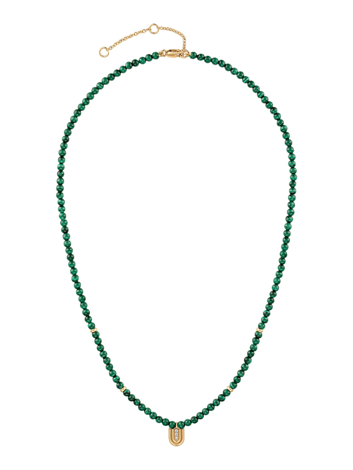 Beaded nova necklace with malachite