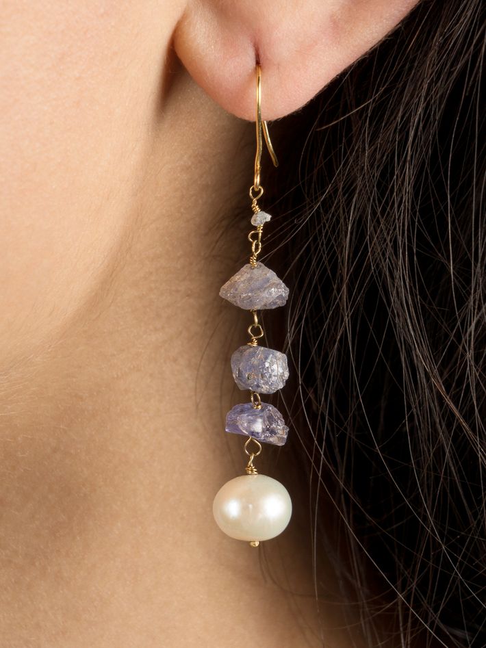 Rough diamond and tanzanite earrings