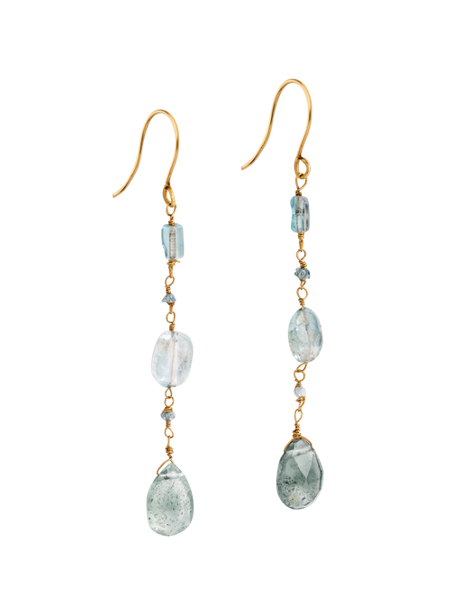 Aquamarine and apatite gold earrings photo