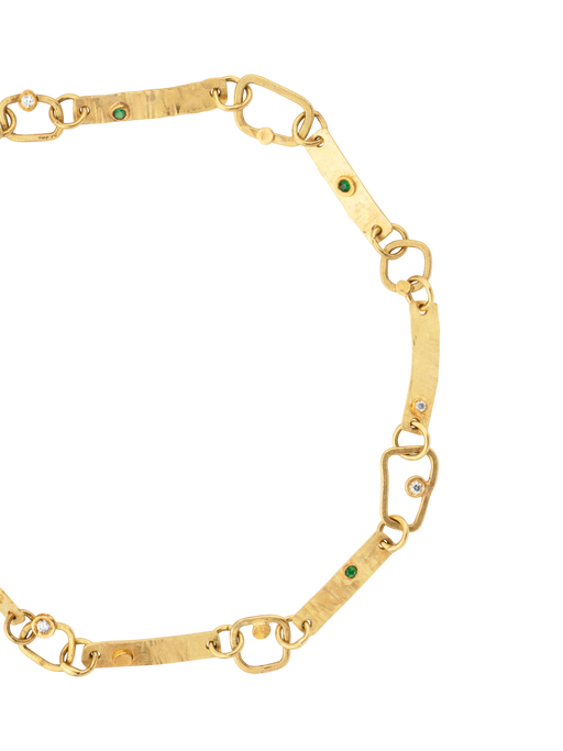 Tui gold bracelet with diamonds and emeralds photo