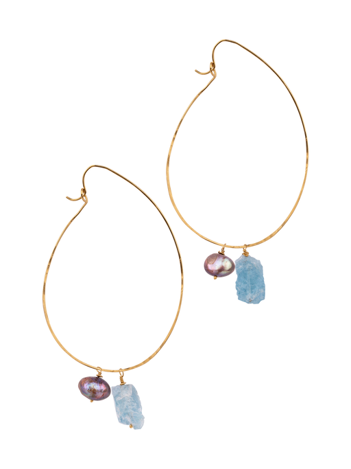 Etretat rough aquamarine earrings photo