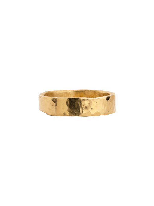 Wavy hammered gold ring photo