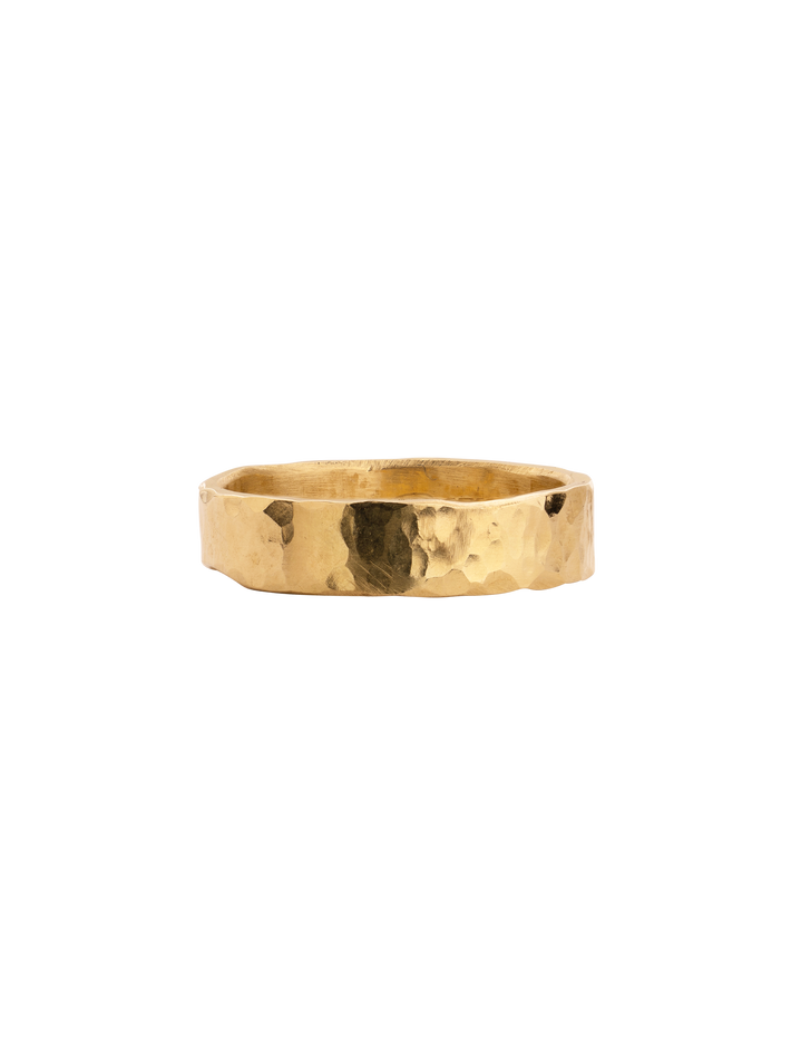 Wavy hammered gold ring