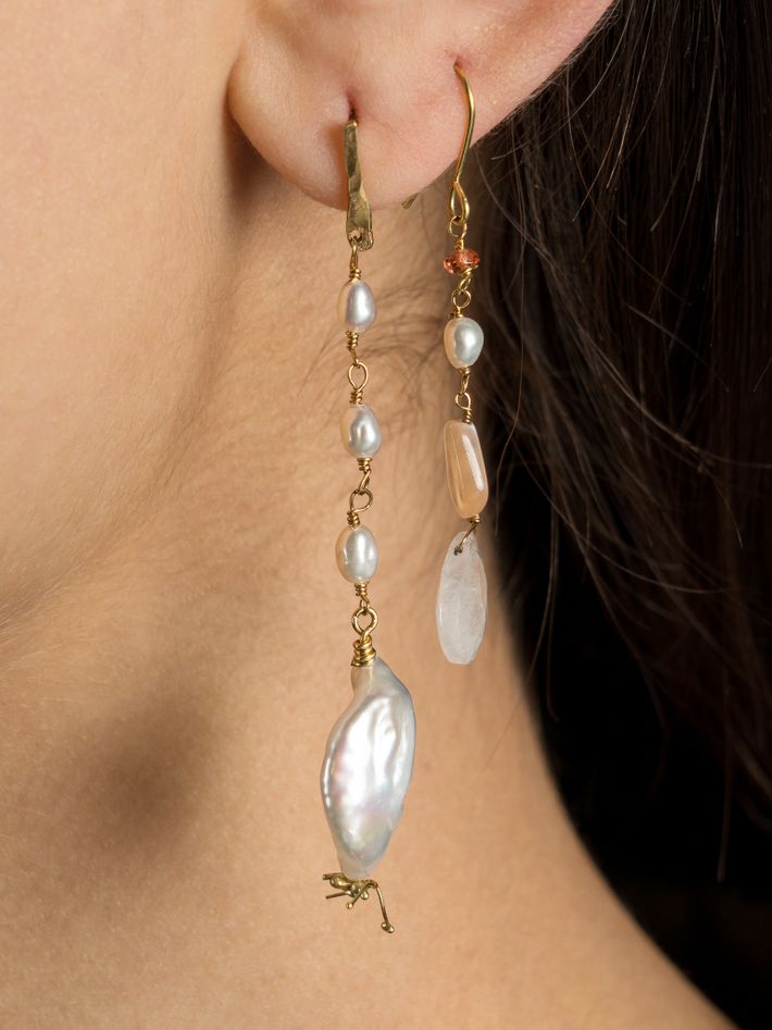 Mermaid's breakfast baroque pearls 18ct yellow gold earrings