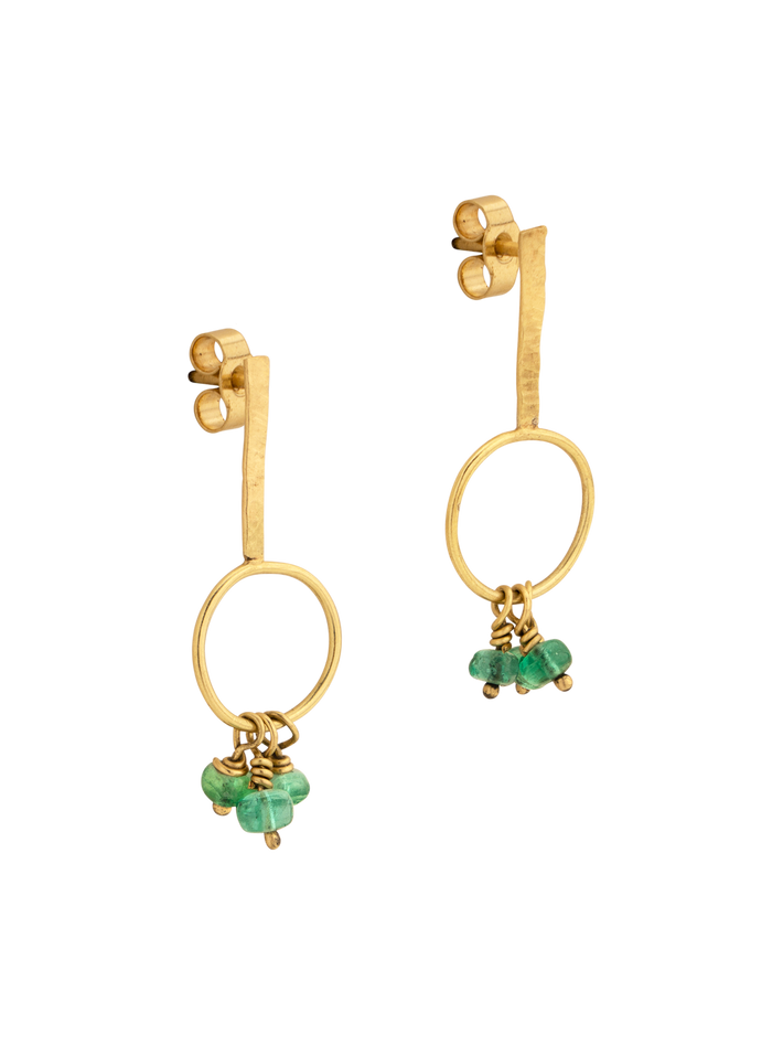 Emerald and gold mint lollipop earrings