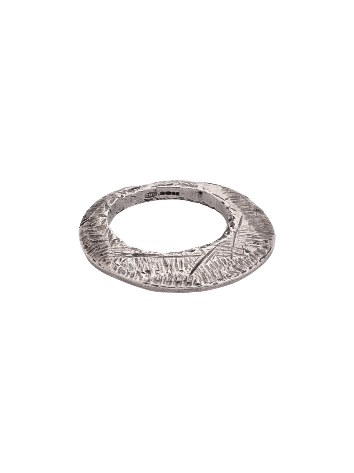 Textured halo sculptural silver ring