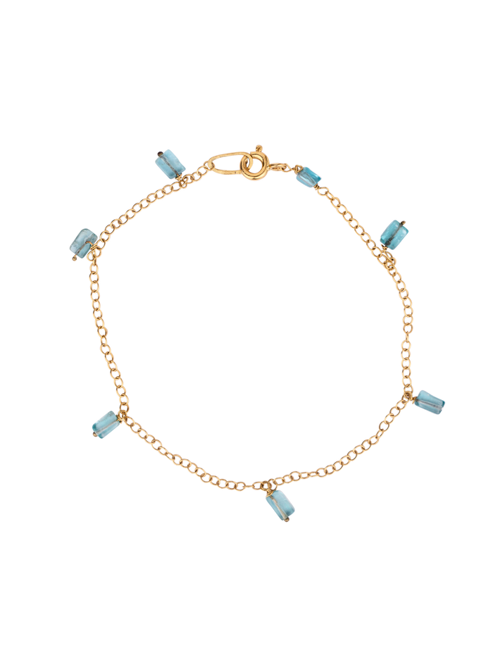 Blue apatite and gold bracelet