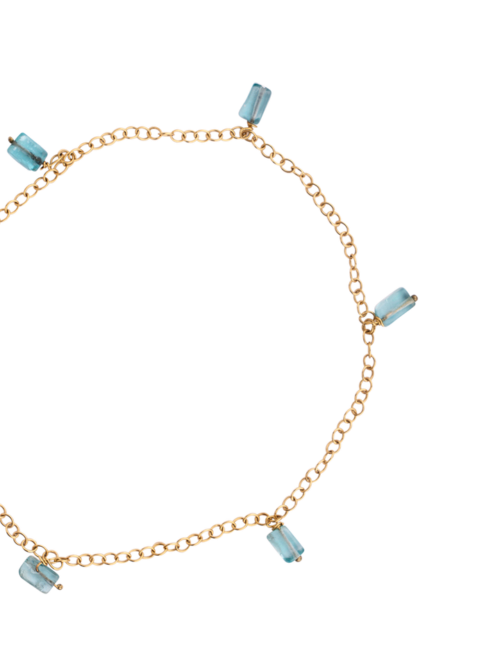 Blue apatite and gold bracelet