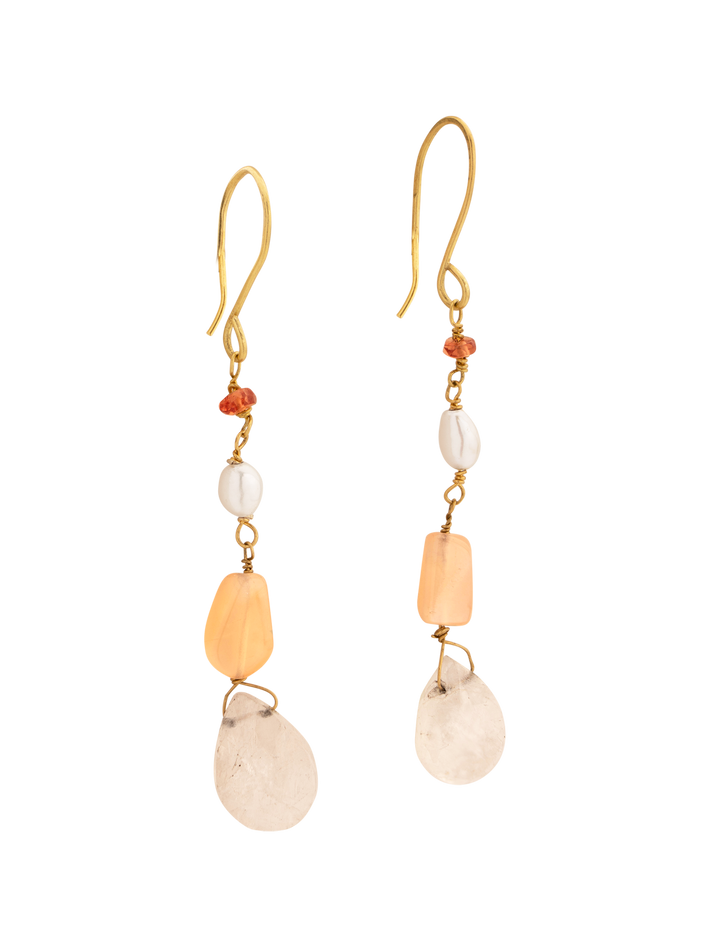 Peachy earrings with orange sapphire and peach moonstone