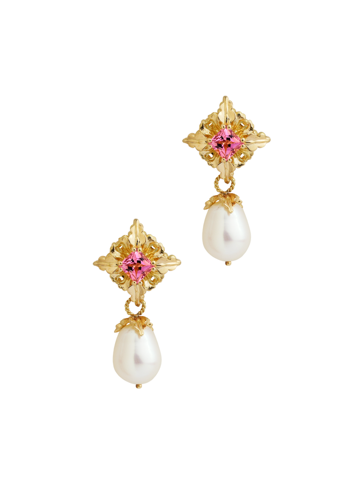 Majestica pearls and tourmaline earrings