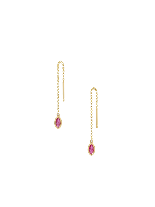 Threader Earrings in Pink Sapphire photo