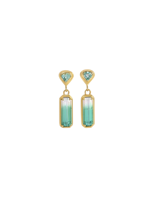 Little Gem Earrings in Apatite & Bicolor Tourmaline photo