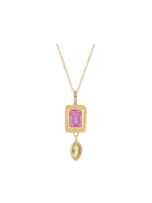 Tiny Pink Sapphire Raindrop Necklace photo