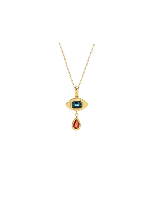 Tiny Eye Necklace in Blue Tourmaline photo