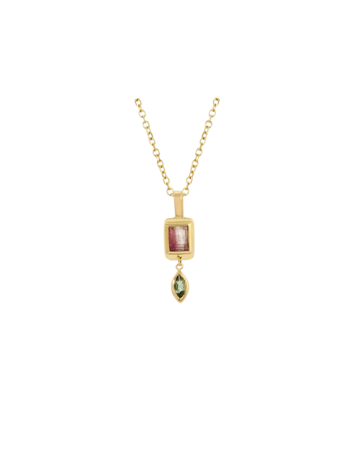 Tiny Pink Tourmaline Raindrop Necklace photo