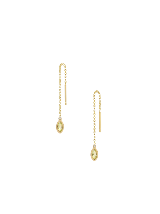Threader Earrings in Tourmaline and Diamond photo