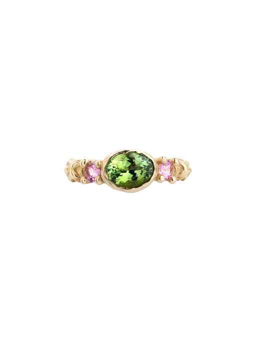 Green & pink carved ring photo