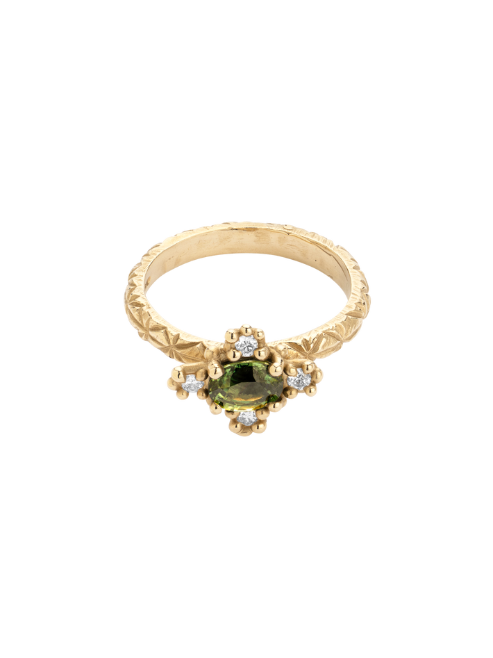 Green sapphire croix ring