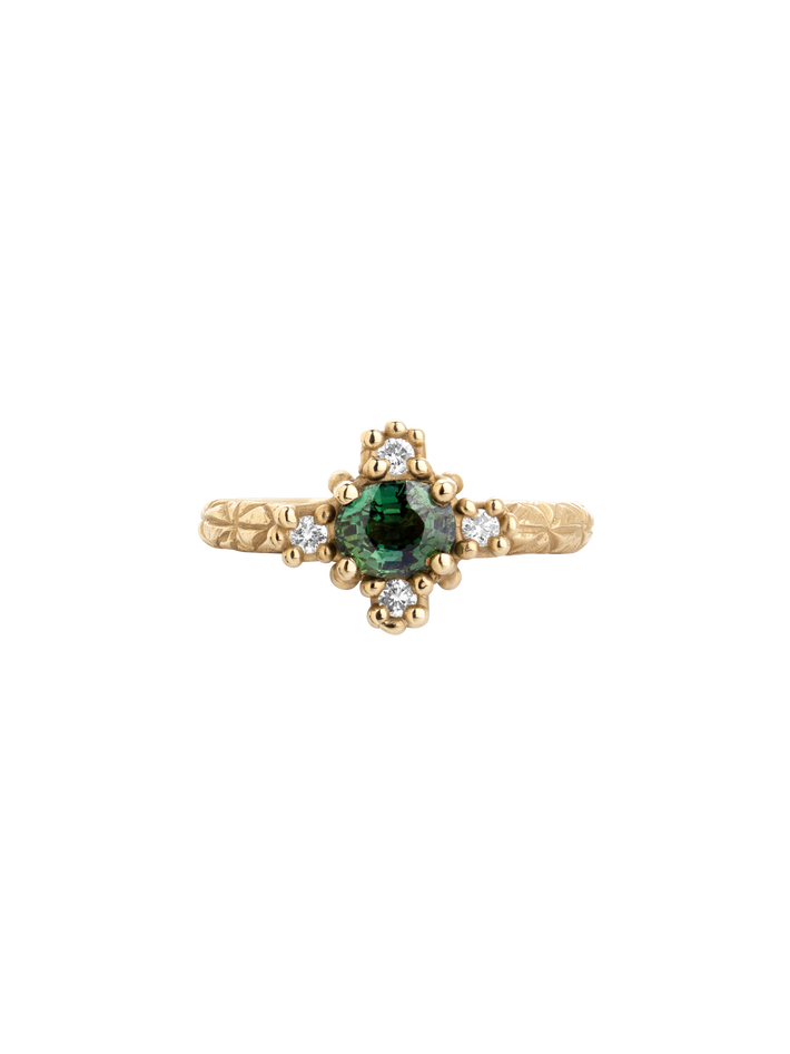 Green sapphire croix ring