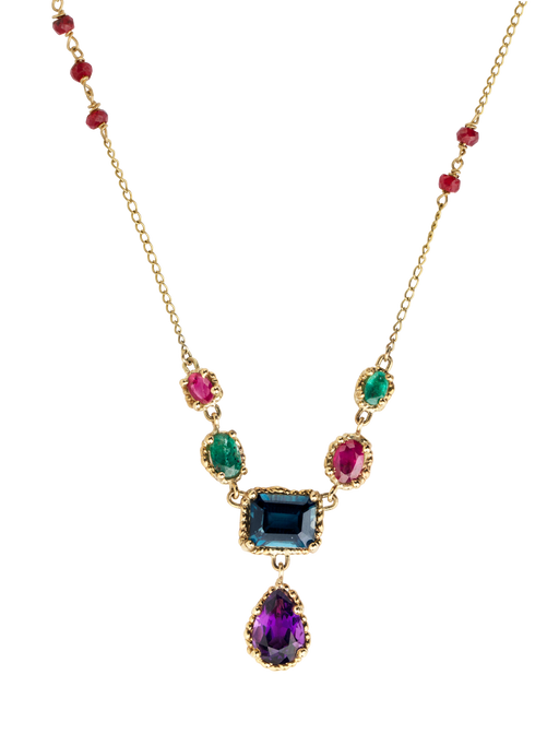 Blue, green & red chandelier necklace photo