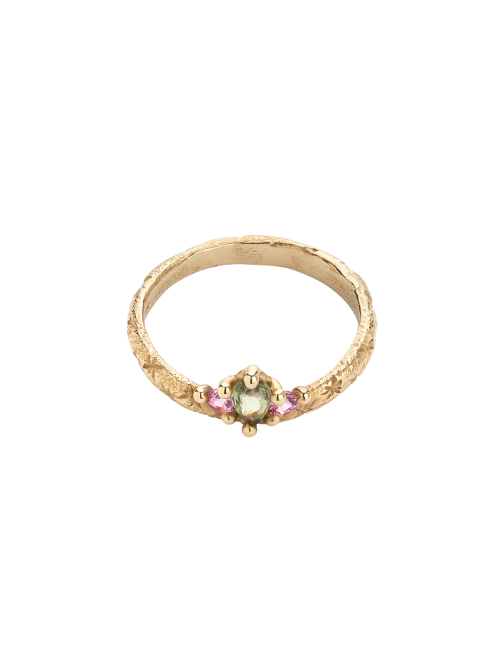 Green & pink crown ring