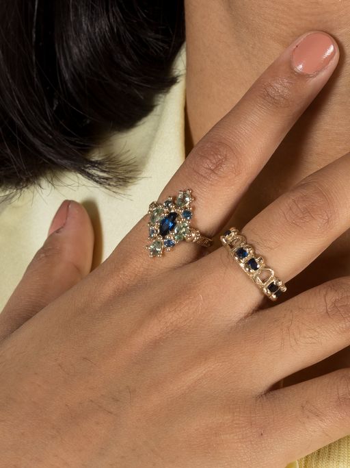 Blue & green navette ring photo