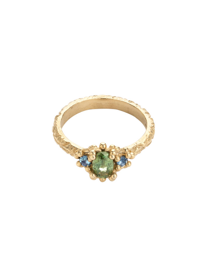 Green & blue trio ring